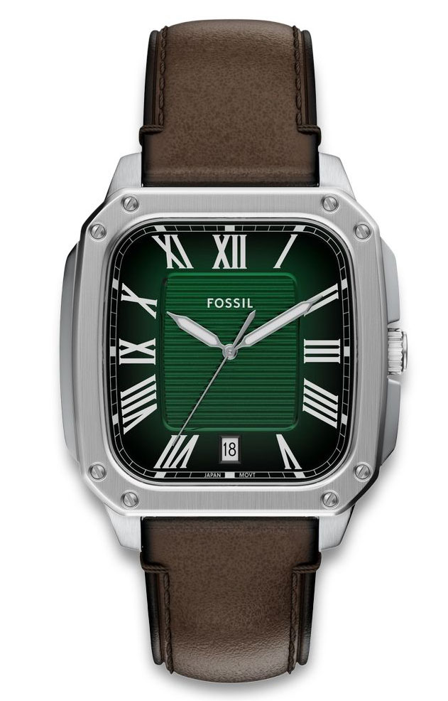 Fossil Crosby FS6150 - Quartz - Silver - Herrklocka - Läder - Härdat mineralglas