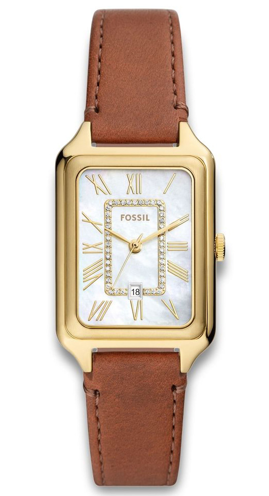 Fossil Raquel ES5307 - Quartz - Guld - Damklocka - Läder - Härdat mineralglas
