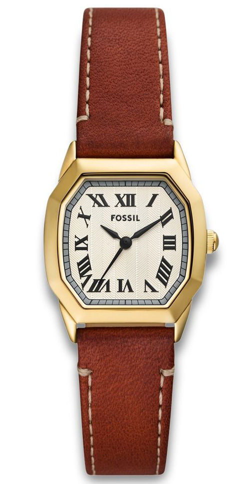 Fossil Harlow ES5364 - Quartz - Guld - Damklocka - Läder - Härdat mineralglas