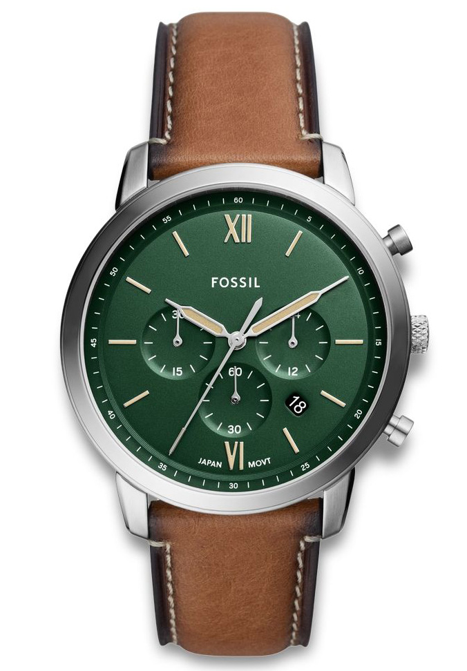 Fossil Neutra FS5963 - Quartz - Silver - Herrklocka - Läder - Härdat mineralglas