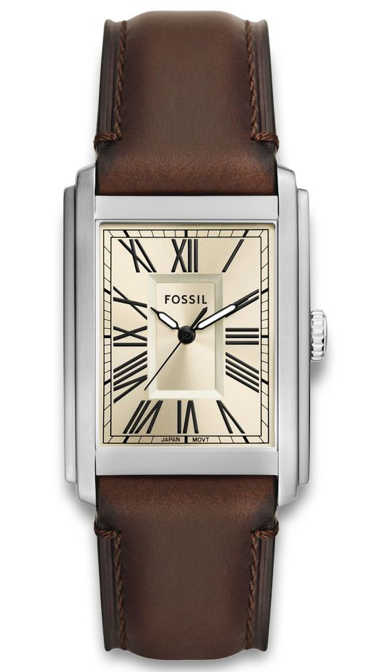 Fossil Carraway FS6012 - Quartz - Silver - Herrklocka - Läder - Härdat mineralglas