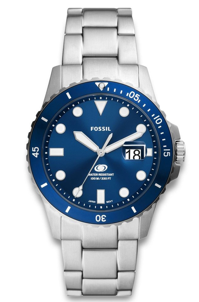 Fossil Blue FS6029 - Quartz - Silver - Herrklocka - Rostfri stål - Härdat mineralglas