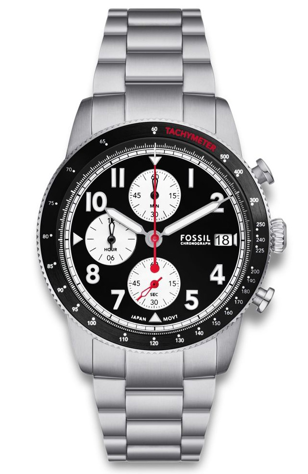 Fossil Sport Tourer FS6045 - Quartz - Silver - Herrklocka - Rostfri stål - Härdat mineralglas