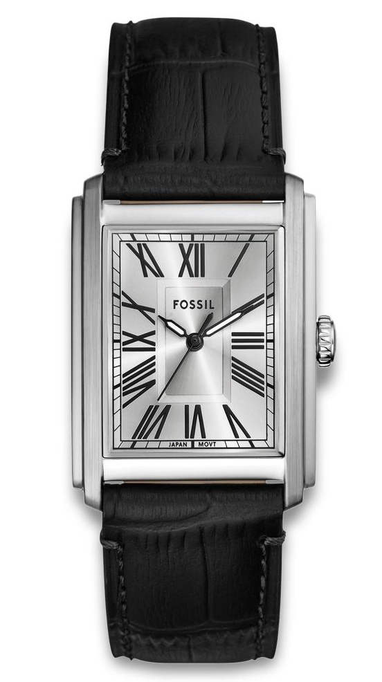 Fossil Carraway FS6078 - Quartz - Silver - Herrklocka - Läder - Härdat mineralglas