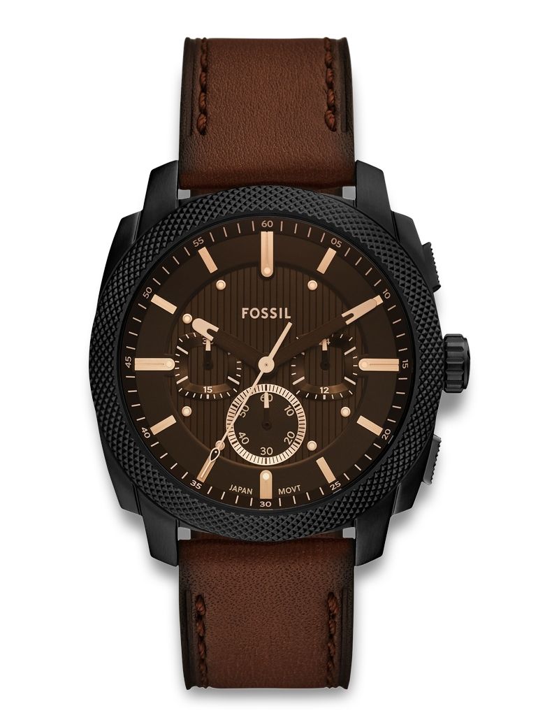 Fossil Machine Chronograph FS6101 - Quartz - Svart - Herrklocka - Läder - Härdat mineralglas