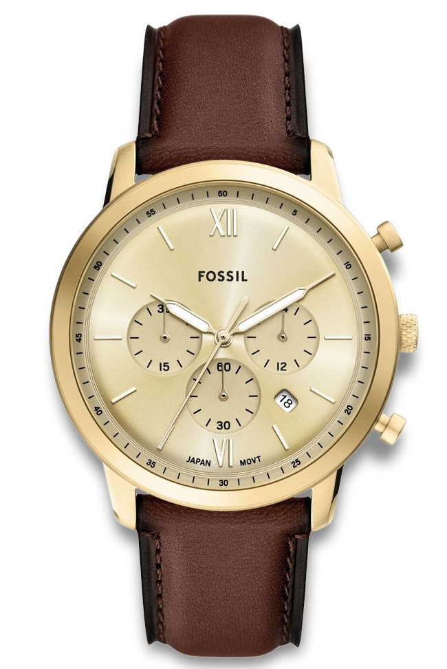 Fossil Neutra Chronograph FS6113 - Quartz - Guld - Herrklocka - Läder - Härdat mineralglas