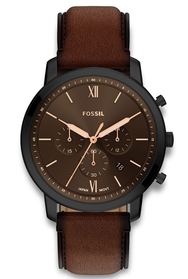 Fossil Neutra FS6163 - Quartz - Svart - Herrklocka - Läder - Härdat mineralglas