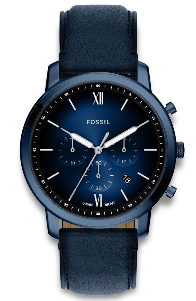 Fossil Neutra FS6168 - Quartz - Blå - Herrklocka - Läder - Härdat mineralglas