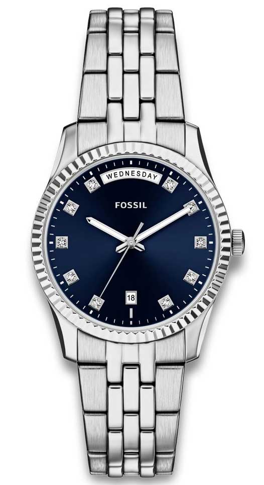 Fossil Scarlette ES5457 - Quartz - Silver - Damklocka - Rostfri stål - Härdat mineralglas