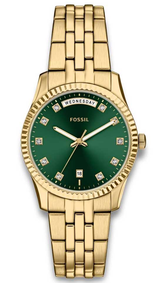 Fossil Scarlette ES5460 - Quartz - Guld - Damklocka - Rostfri stål - Härdat mineralglas