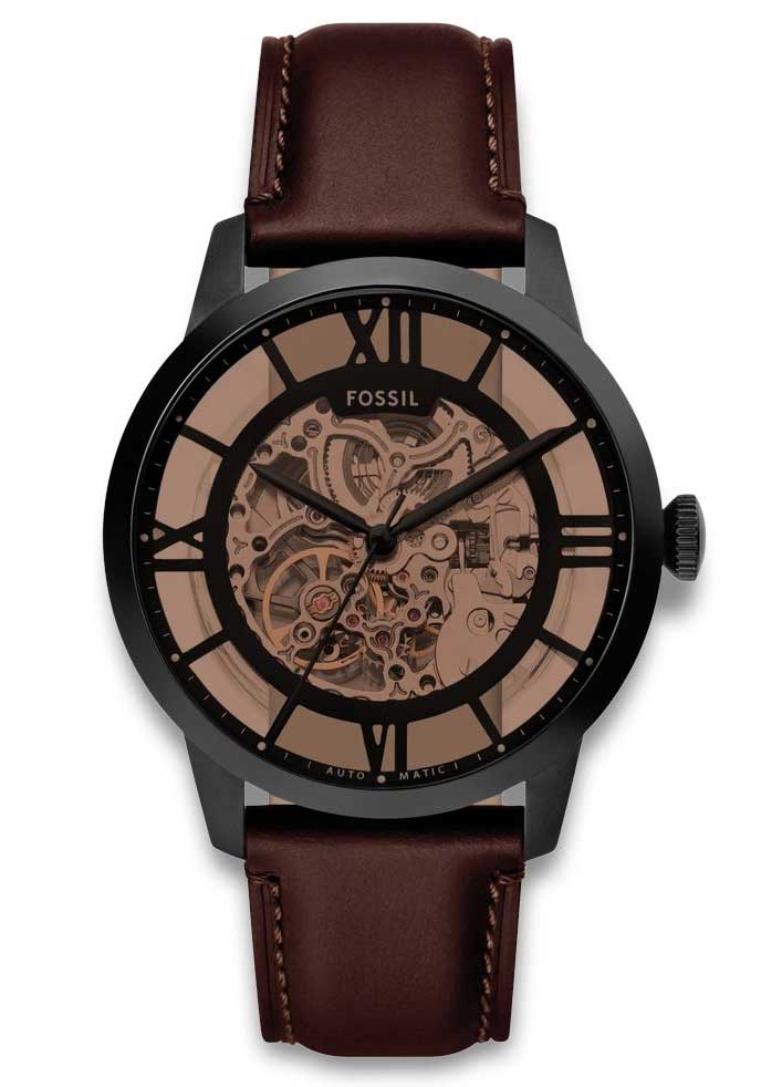 Fossil Townsman Automatic ME3098 - Automatisk - Svart - Herrklocka - Läder - Härdat mineralglas