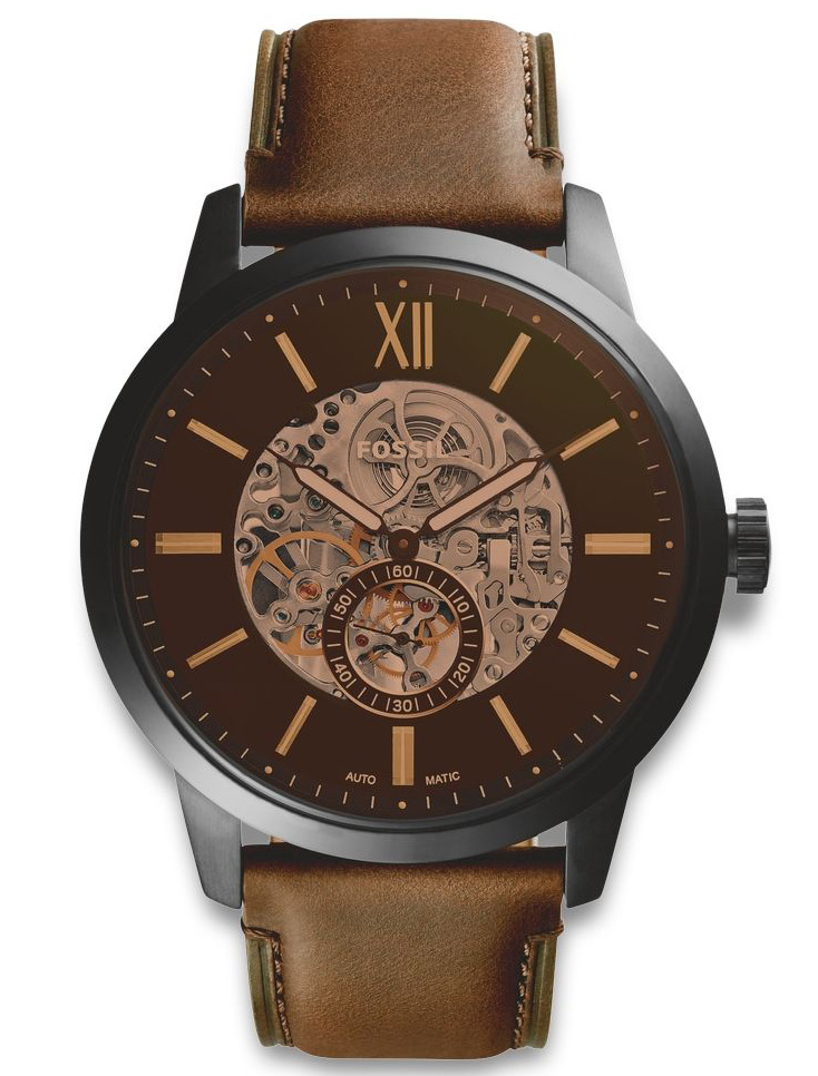 Fossil Townsman Automatic ME3155 - Automatisk - Svart - Herrklocka - Läder - Härdat mineralglas
