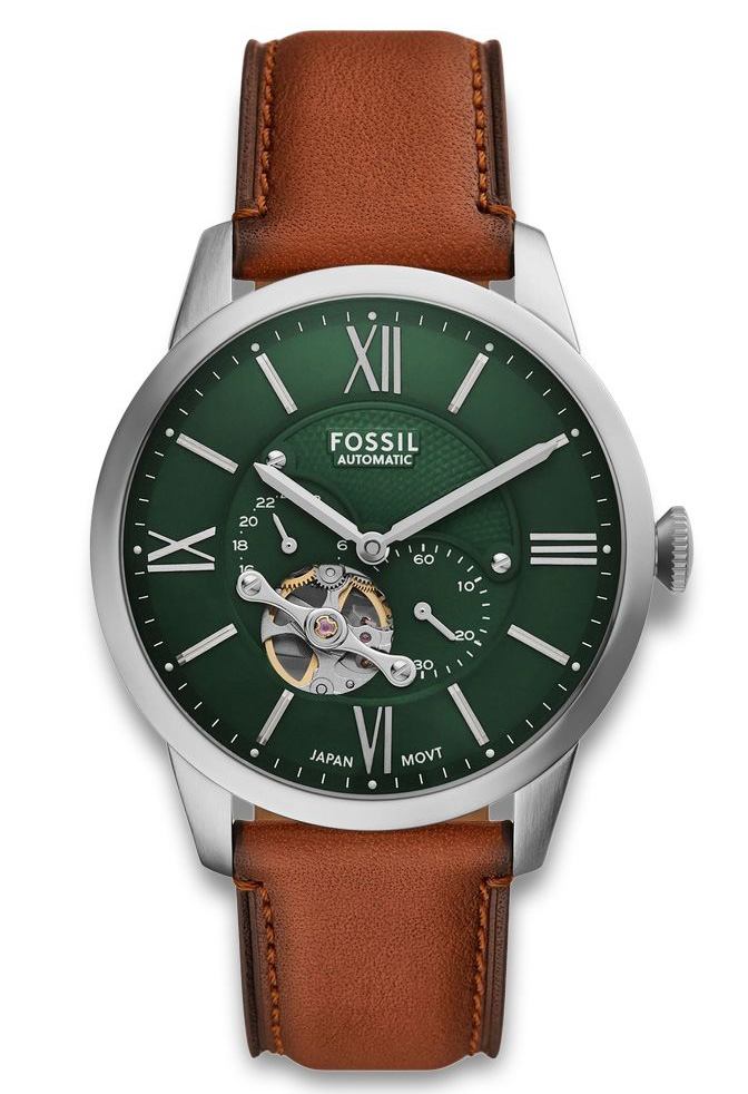 Fossil Townsman Automatic ME3265 - Automatisk - Silver - Herrklocka - Läder - Härdat mineralglas