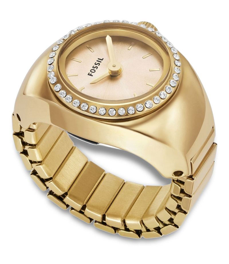 Fossil Watch Ring ES5319 - Quartz - Guld - Damklocka - Stretch - Härdat mineralglas