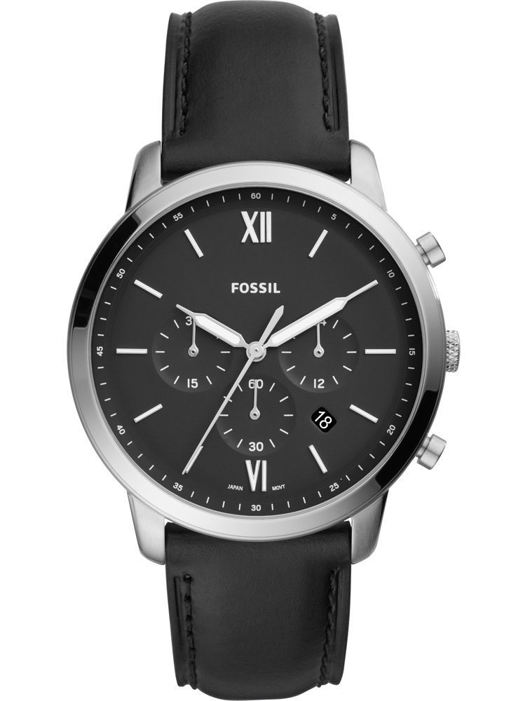 Fossil Neutra Chrono FS5452 - Quartz - Silver - Herrklocka - Läder - Härdat mineralglas
