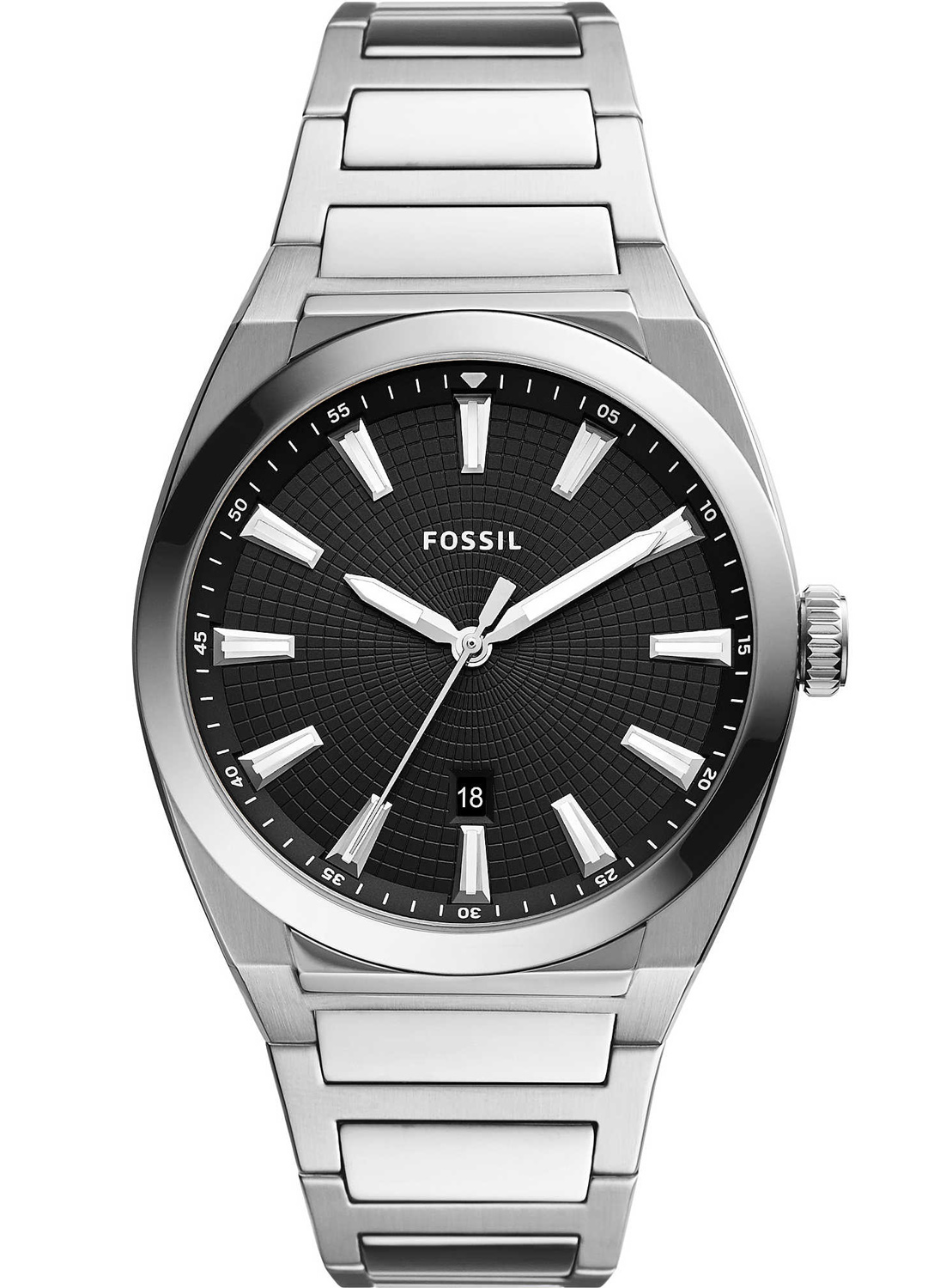 Fossil Everett FS5821 - Quartz - Silver - Herrklocka - Rostfri stål - Härdat mineralglas