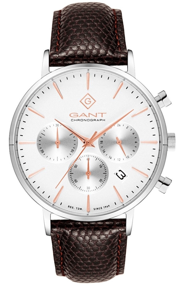 Kronografklocka som med en tredje extraurtavla även bjuder på 24-timmarsformatet - Gant Park Avenue Chrono G123001 - Quartz - Silver - Herrklocka...