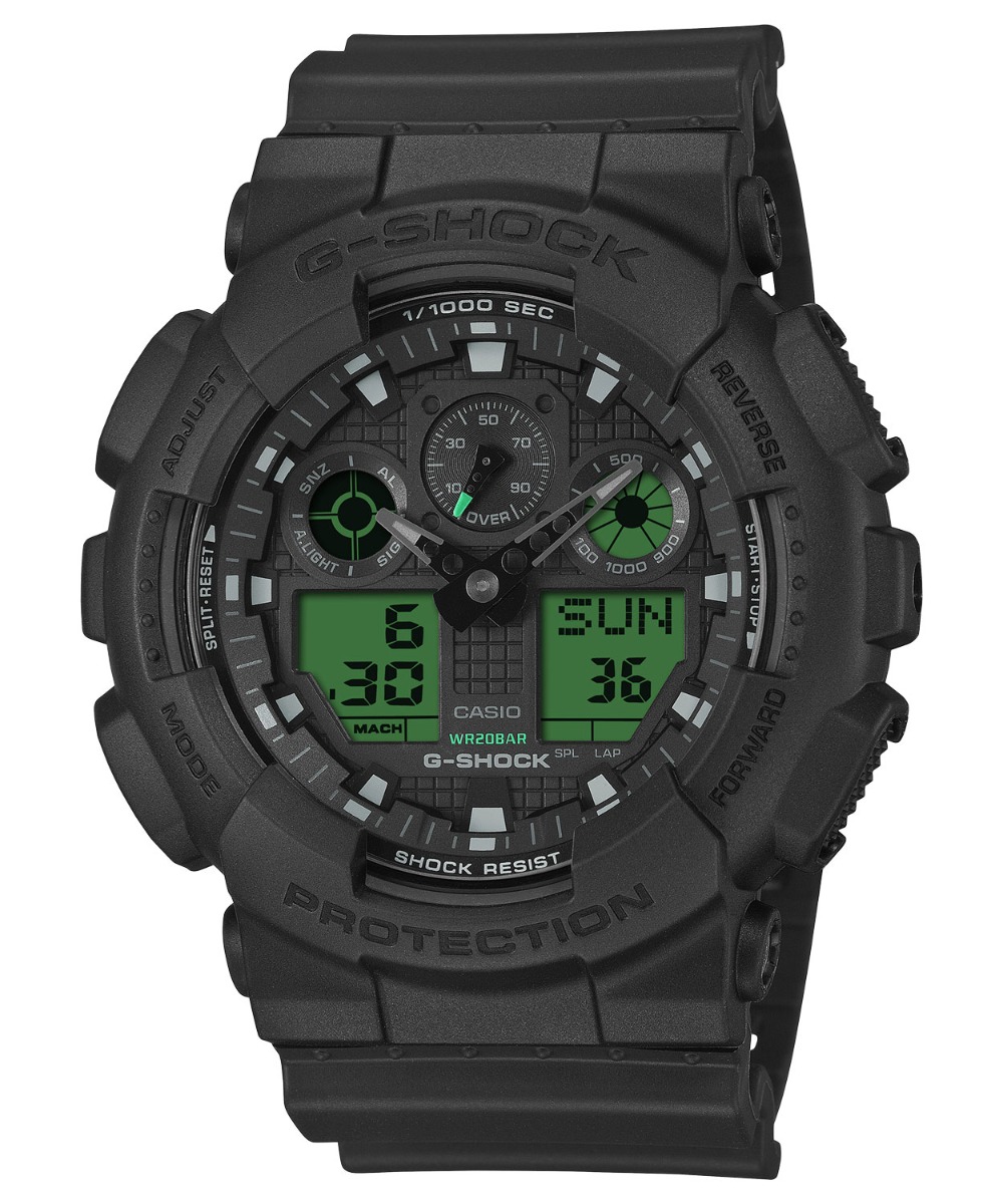 Casio G-Shock Limited GA-100BEG-1AER - Analog-digital-mix - Svart - Herrklocka - Harts - Härdat mineralglas