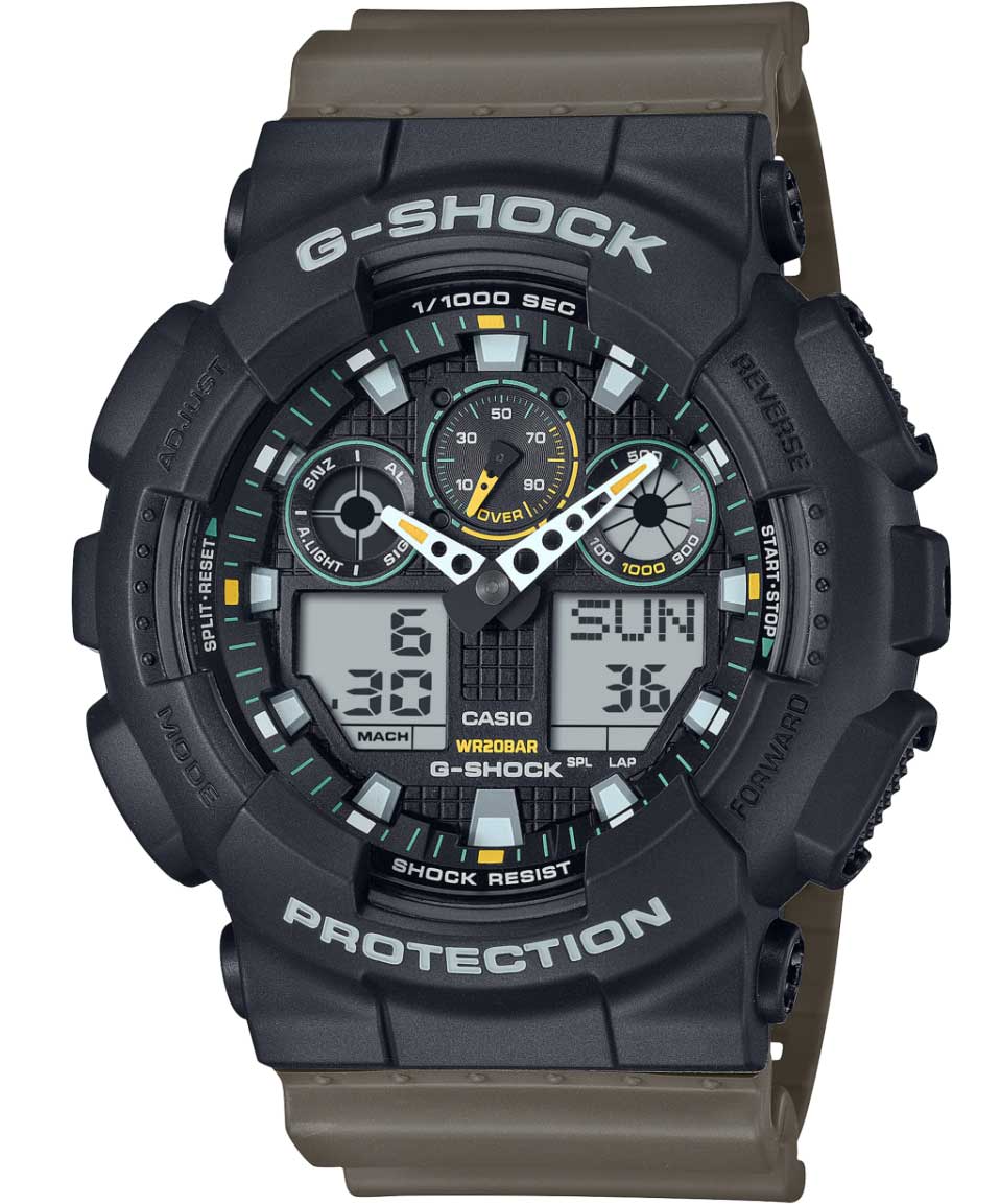 Casio G-shock GA-100TU-1A3ER - Analog-digital-mix - Svart - Herrklocka - Harts - Härdat mineralglas