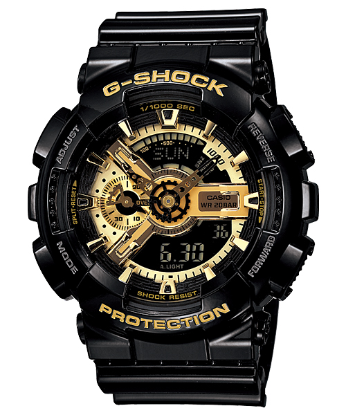 Casio | Svart och gyllene G-Shock digitalklocka | GA-110GB-1AER - Analog-digital-mix - Svart - Herrklocka - Harts - Härdat mineralglas