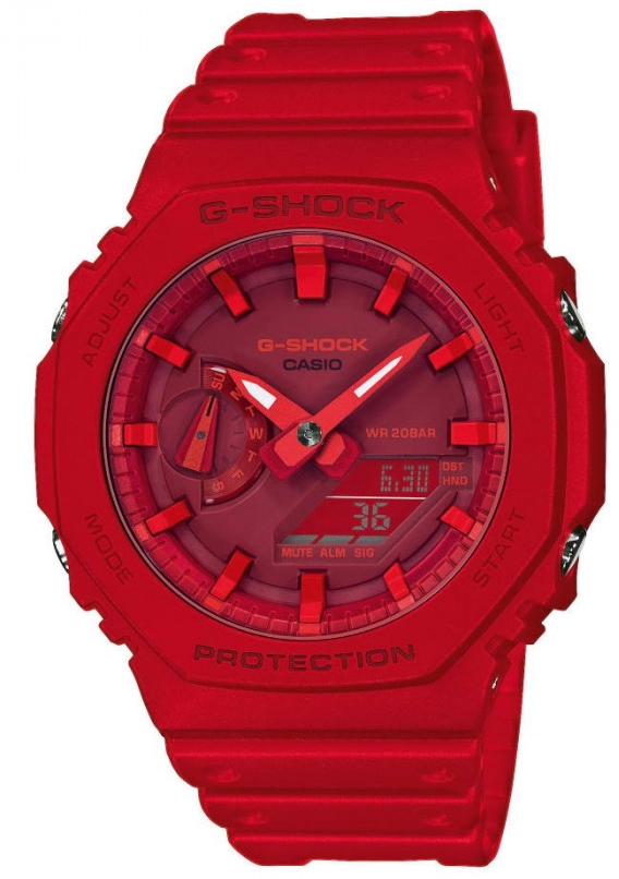 Casio | Röd G-Shock med Carbon Core och modern stil | GA-2100-4AER - Analog-digital-mix - Röd - Herrklocka - Harts - Härdat mineralglas