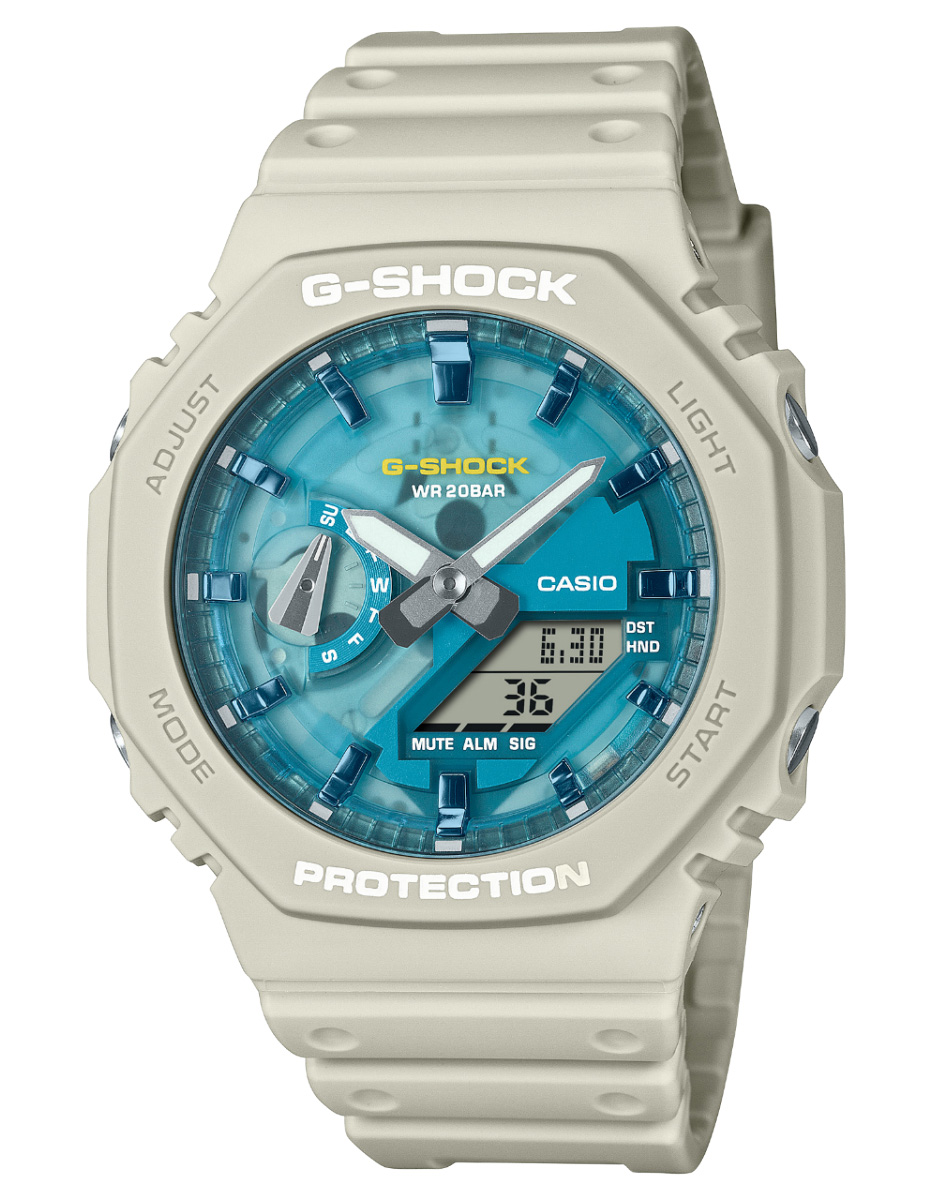 Casio G-Shock Analog Digital 2100 Series GA-2100AS-5AER - Analog-digital-mix - Krämfärgat Vit - Herrklocka - Harts - Härdat mineralglas