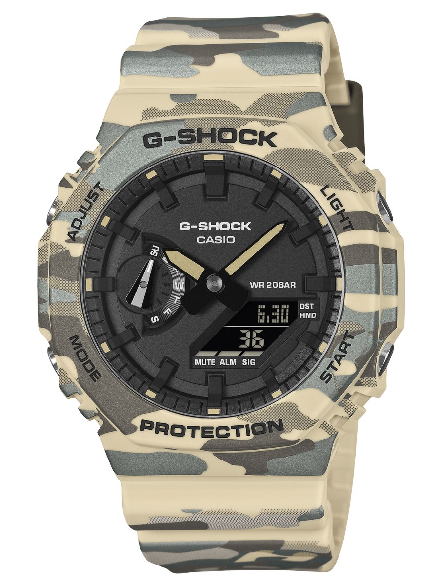 Casio G-Shock Classic GA-2100CM-5AER - Analog-digital-mix - Krämfärgat Beige - Herrklocka - Harts - Resin