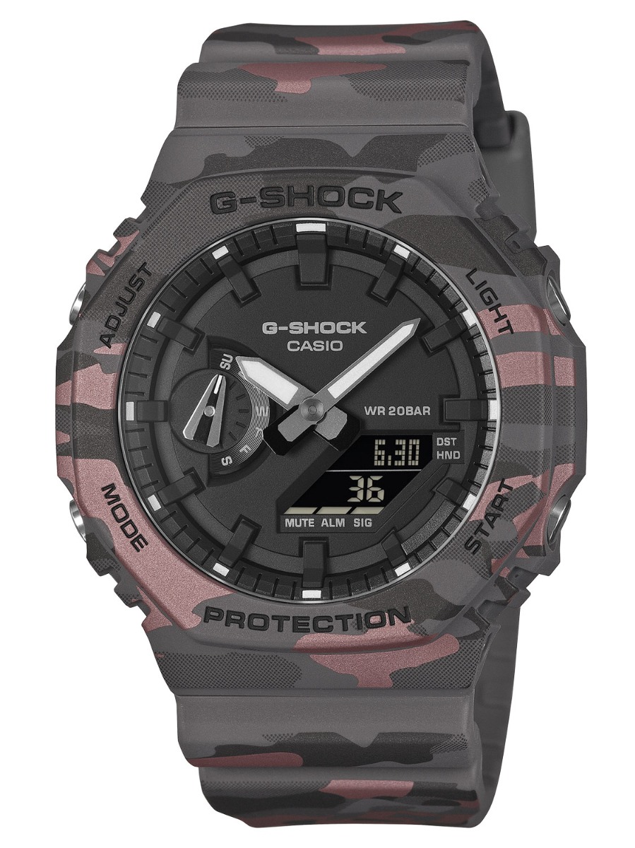 Casio G-Shock Classic GA-2100CM-8AER - Analog-digital-mix - Röd Svart - Herrklocka - Harts - Resin