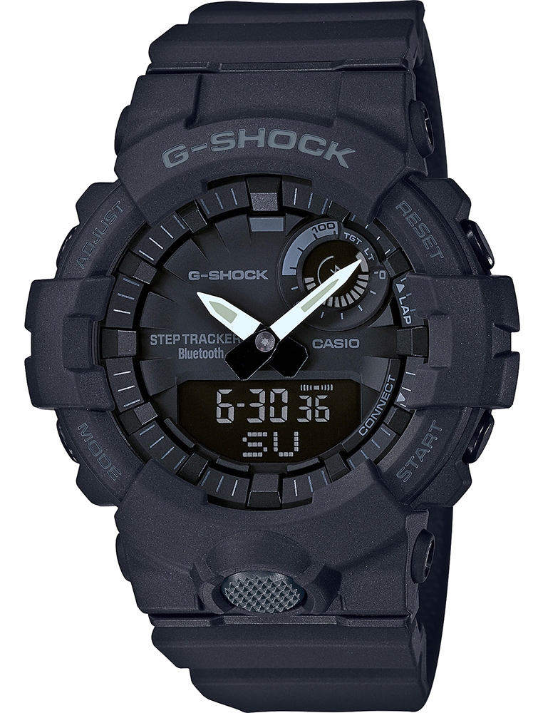 Casio | G-Shock med Bluetooth och stegräknare, 200M vattentäthet | GBA-800-1AER - Analog-digital-mix - Svart - Herrklocka - Harts - Härdat mineralglas