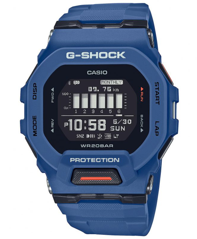 Casio | Blå GPS fitnessklocka med Bluetooth och stegräknare | GBD-200-2ER - Digitalt - Blå - Herrklocka - Harts - Härdat mineralglas