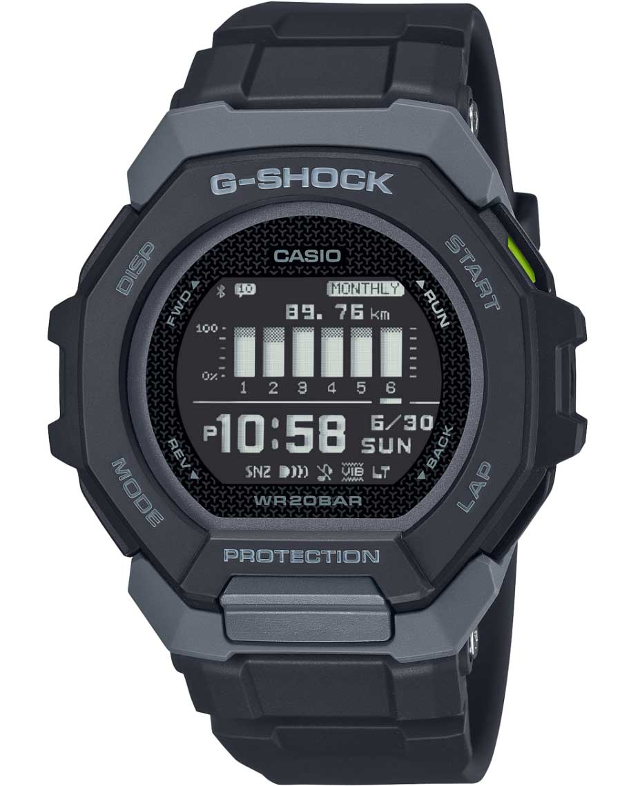 Casio | Smart G-Squad träningsklocka med stegräknare och Bluetooth-anslutning | GBD-300-1ER - Digitalt - Svart - Herrklocka - Harts - Härdat 