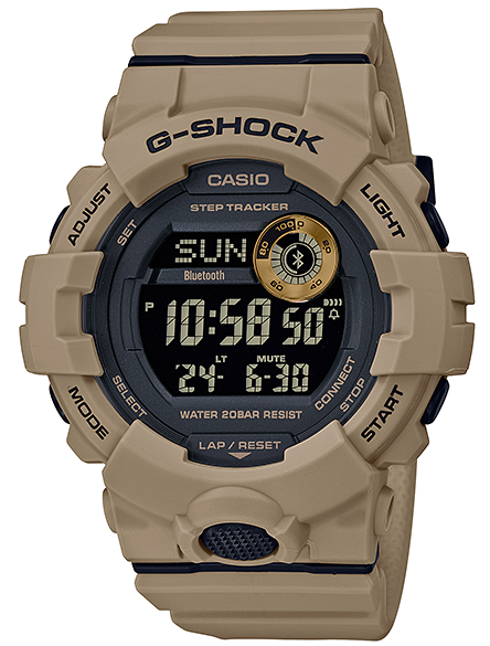 Casio | G-Squad G-Shock fitnessklocka i militär design | GBD-800UC-5ER - Digitalt - Brun - Herrklocka - Harts - Härdat mineralglas