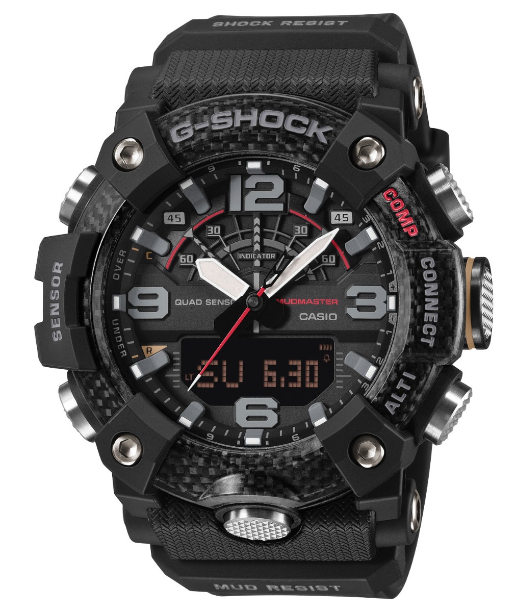 Casio Master of G - Land Mudmaster GG-B100X-1AER - Analog-digital-mix - Röd Svart - Herrklocka - Harts - Härdat mineralglas