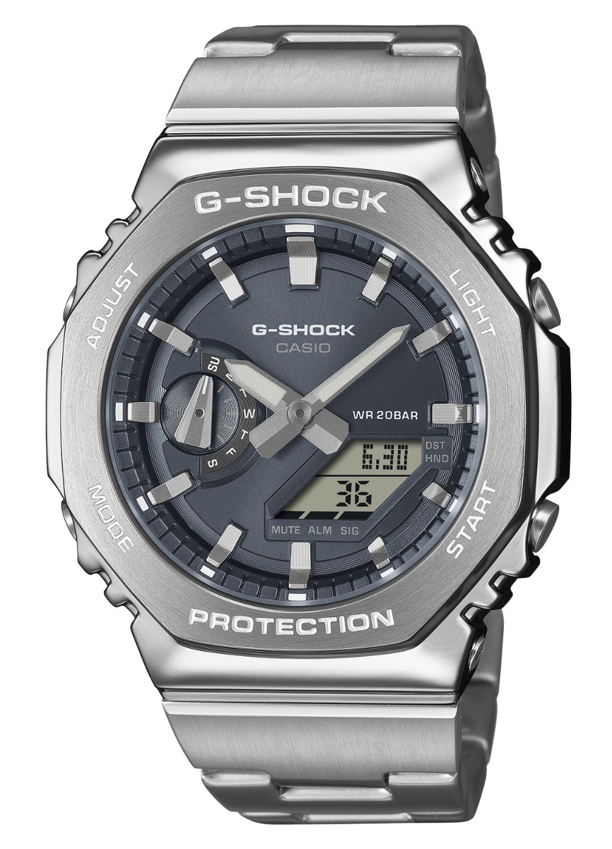 Casio G-Shock G-Steel Series GM-2110D-8AER - Analog-digital-mix - Silver - Herrklocka - Rostfri stål - Härdat mineralglas