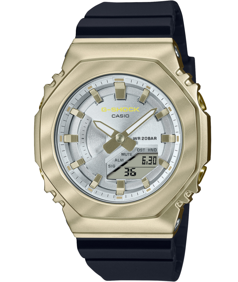 Casio | Guld draperad metall G-Shock med oktagonal digital design | GM-S2100BC-1AER - Analog-digital-mix - Guld - Damklocka - Hartsled - Härdat 