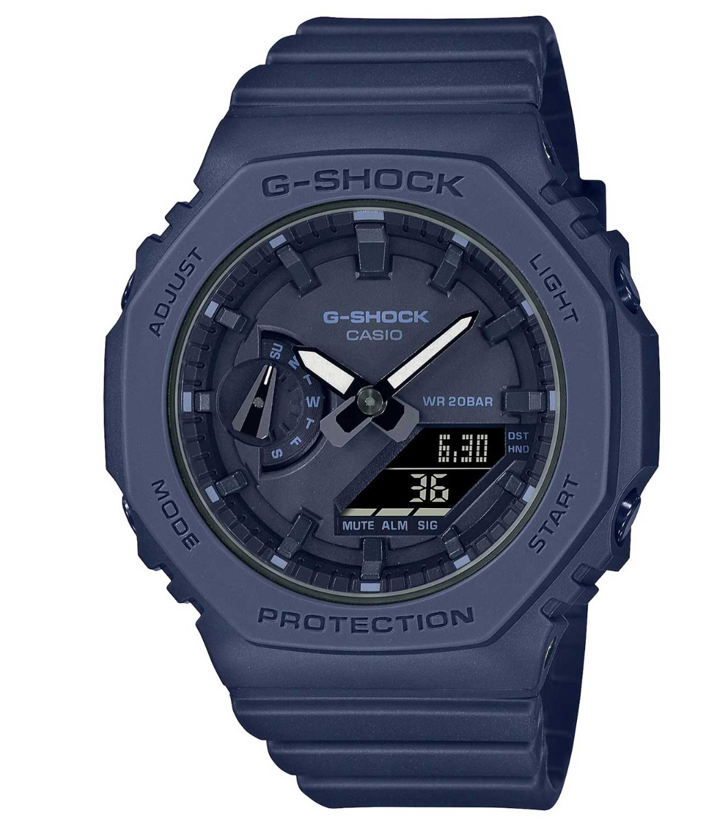 Casio | Slim G-Shock med oktagonal design och marinblå detaljer | GMA-S2100BA-2A1ER - Analog-digital-mix - Blå - Damklocka - Harts - Härdat 
