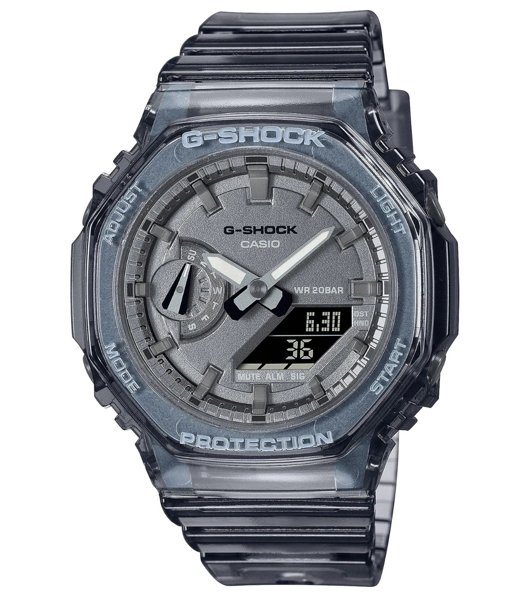 Casio | Transparent grå G-Shock med analog-digital display och 200M skydd | GMA-S2100SK-1AER - Analog-digital-mix - Svart - Damklocka - Harts - Härdat