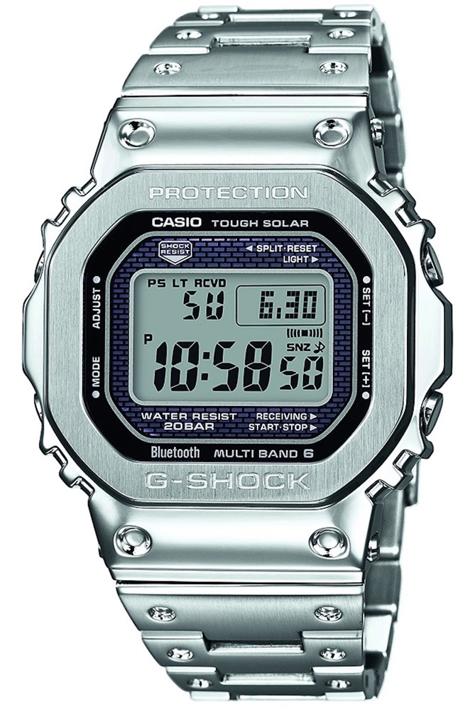 Herrur för metalfreaks - Casio G-Shock Bluetooth GMW-B5000D-1ER - Digitalt - Silver - Herrklocka - Rostfri stål - Härdat mineralglas