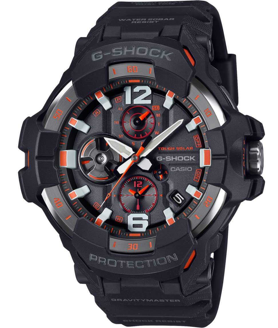Casio | Gravitymaster Aviation-klocka med biobaserad konstruktion och flyglogg | GR-B300-1A4ER - Quartz - Svart - Herrklocka - Harts - Härdat 