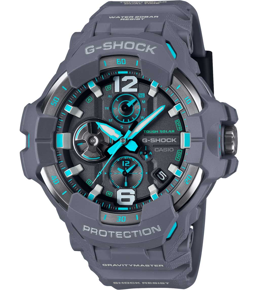 Casio | Carbon Gravitymaster med pilotanpassad design och solenergi | GR-B300-8A2ER - Quartz - Grå - Herrklocka - Harts - Härdat mineralglas