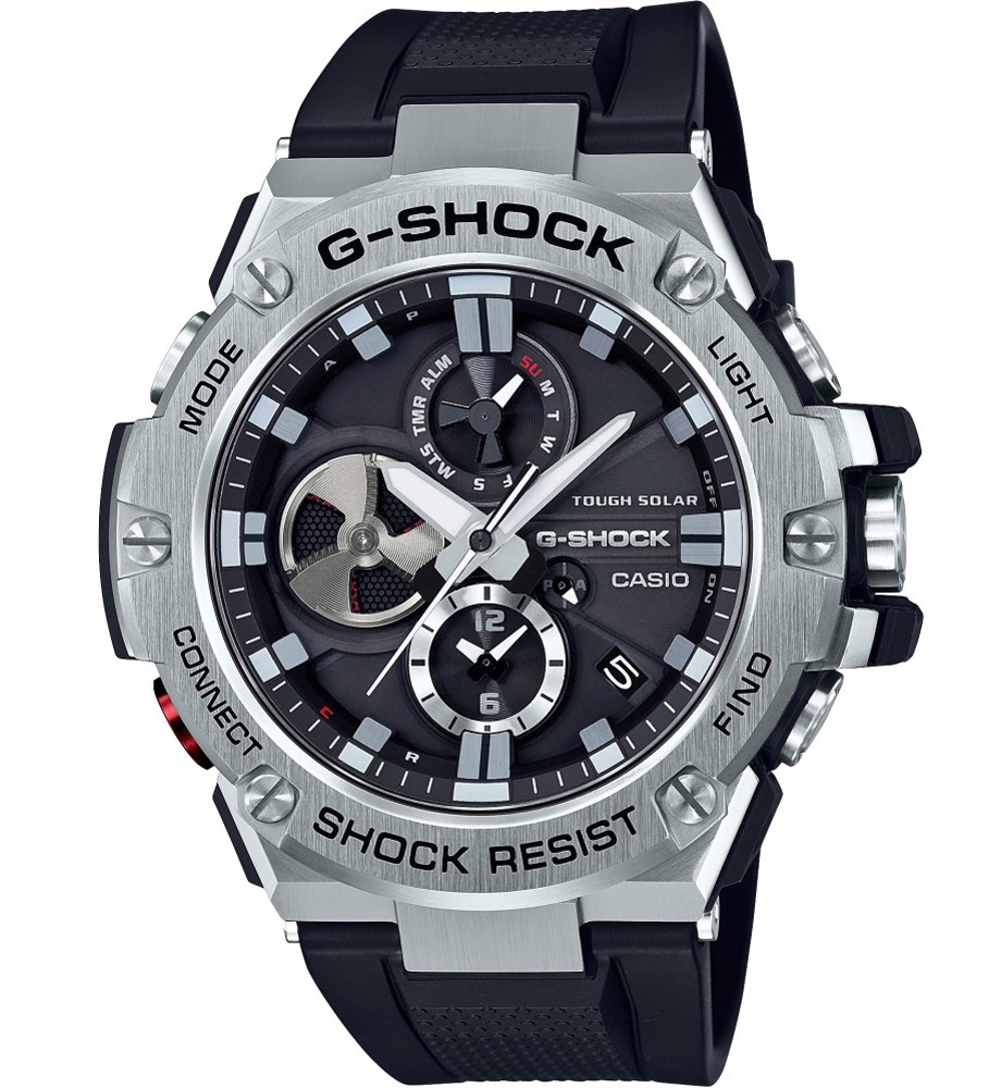 Bluetooth 4, solcellsenergi... så bra, så modern - Casio G-Shock GST-B100-1AER - Analog-digital-mix - Silver - Herrklocka - Harts - Härdat...