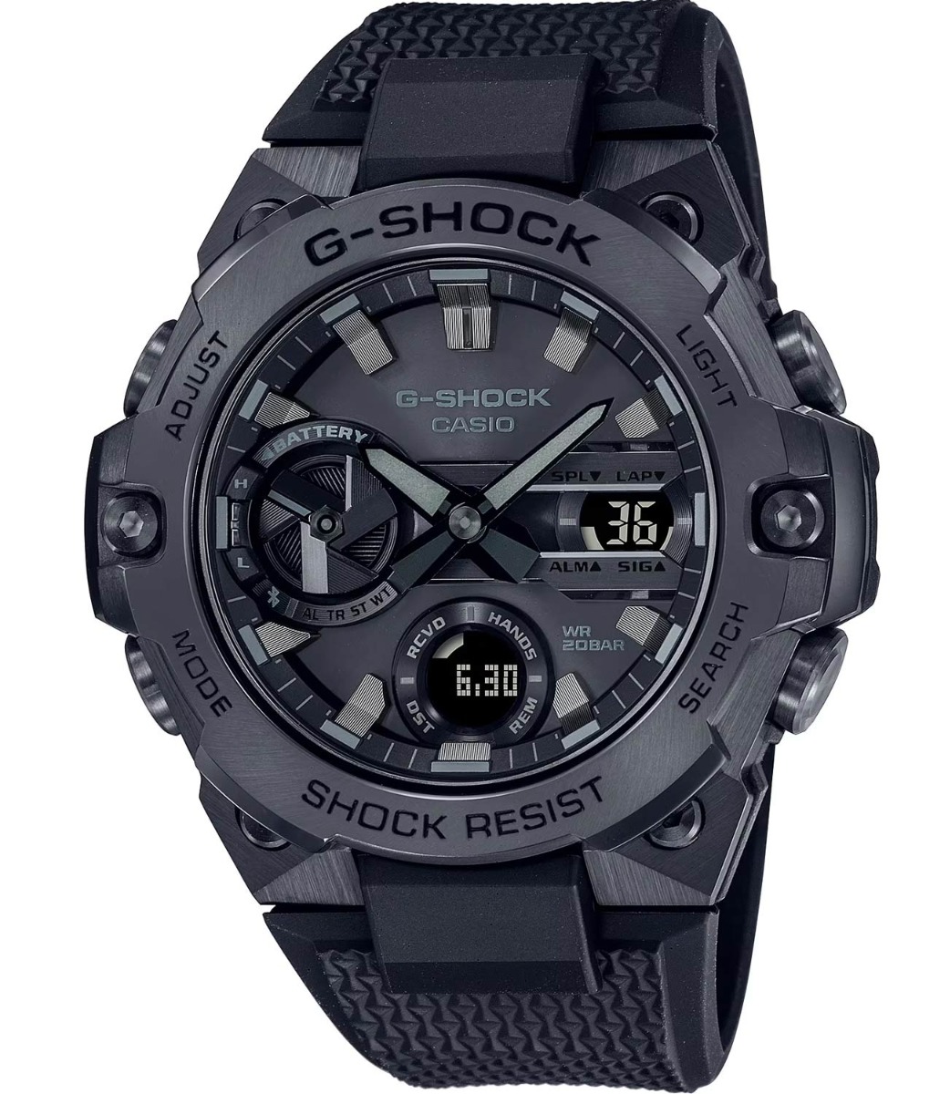 Casio | Tunnaste G-Steel med Carbon Core Guard och Bluetooth-teknik | GST-B400BB-1AER - Analog-digital-mix - Svart - Herrklocka - Harts - Härdat...