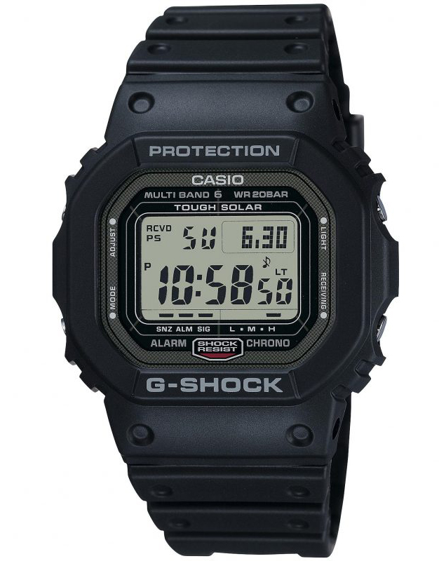Casio | Solardriven radiokontrollerad G-Shock med DLC-beläggning | GW-5000U-1ER - Digitalt - Svart - Herrklocka - Harts - Härdat mineralglas