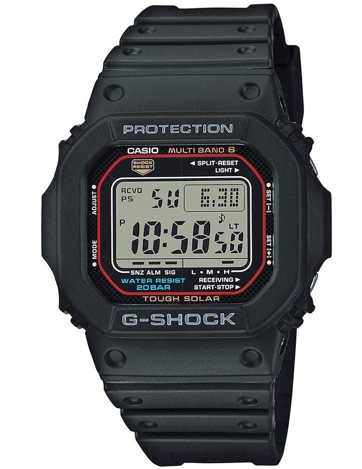 Casio | Fyrkantig multi-band digital G-Shock med solenergi och 200M vattentäthet | GW-M5610U-1ER - Digitalt - Svart - Herrklocka - Harts - Härdat...