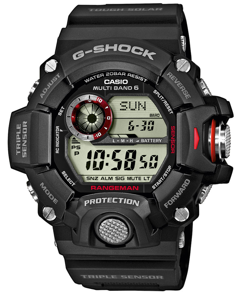 Casio | Professionell G-Shock-klocka med sensorteknik | GW-9400-1ER - Digitalt - Svart - Herrklocka - Harts - Härdat mineralglas