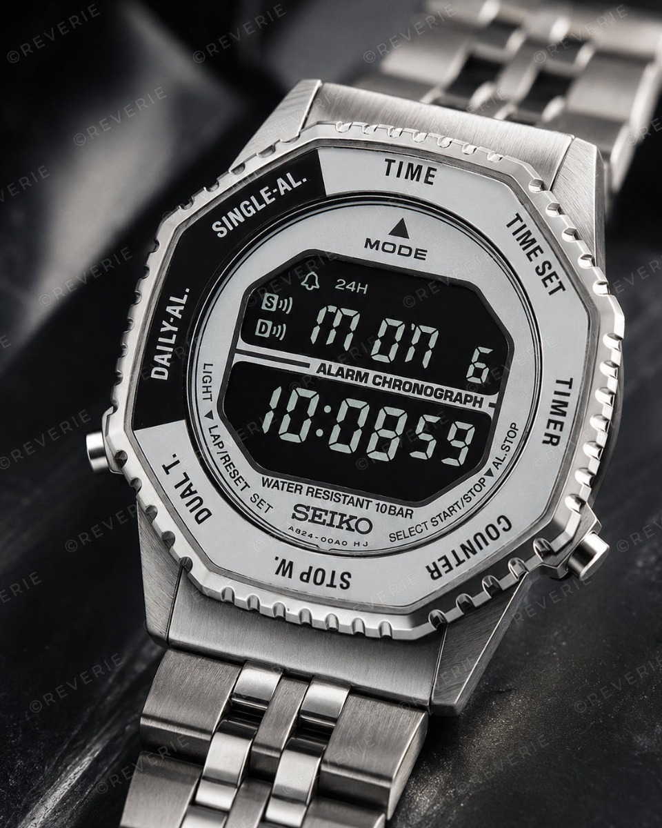 Seiko Digital Steel Jubilee 37mm - Digitalt - Silver - Unisex - Rostfri stål - Härdat mineralglas