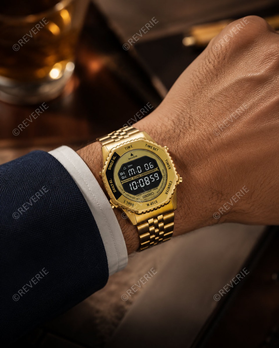 Seiko Digital Golden Jubilee 37mm - Digitalt - Guld - Unisex - Rostfri stål - Härdat mineralglas