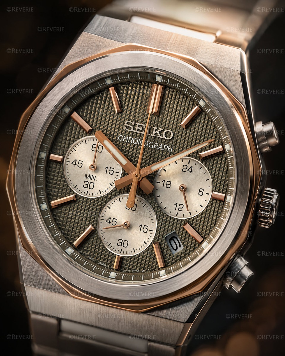 Seiko tvåfärgad herrkronograf i stål med safirglas 40mm - Quartz - Silver - Herrklocka - Rostfri stål - Safir