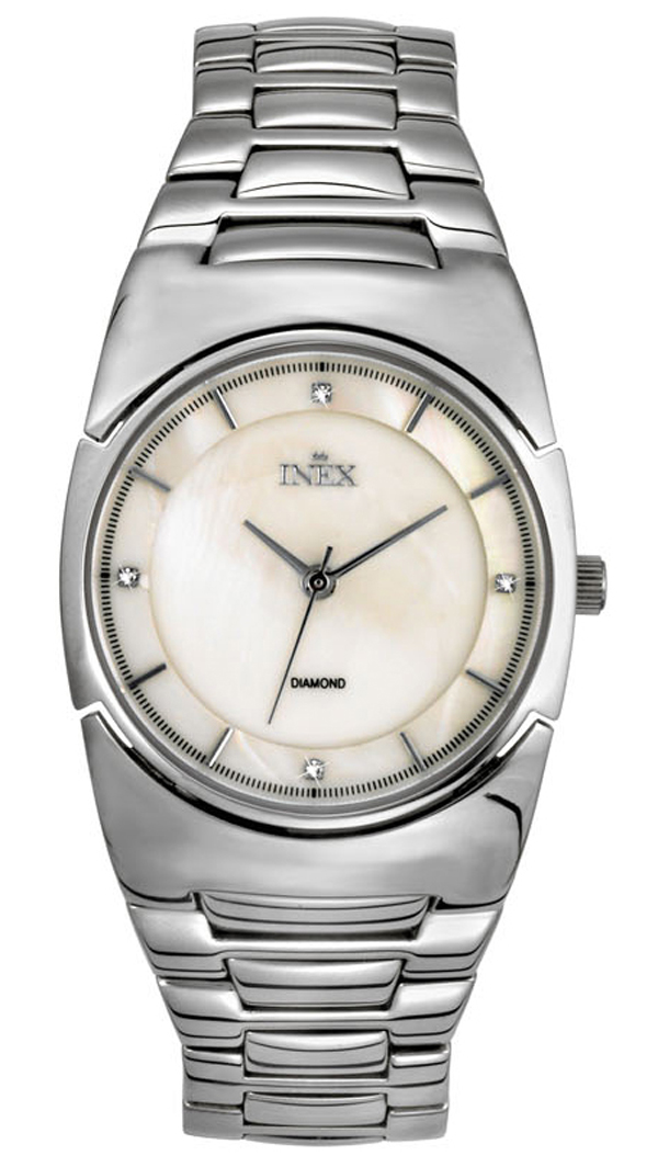 Silverfärgat damur - INEX 4 Diamonds A69396S11KV - Quartz - Silver - Damklocka - Rostfri stål - Safir
