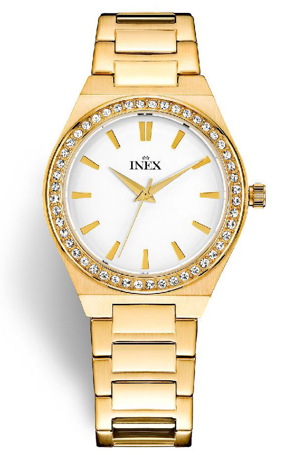 Inex Ladies Gold White A69532-1D0I - Quartz - Guld - Damklocka - Rostfri stål - Härdat mineralglas